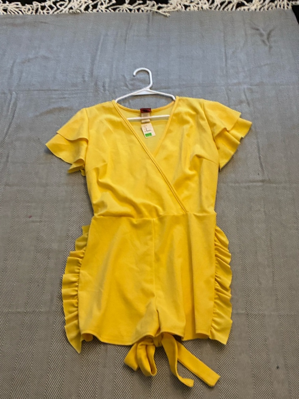 Bright Yellow Girls' Ruffle One-Piece Romper